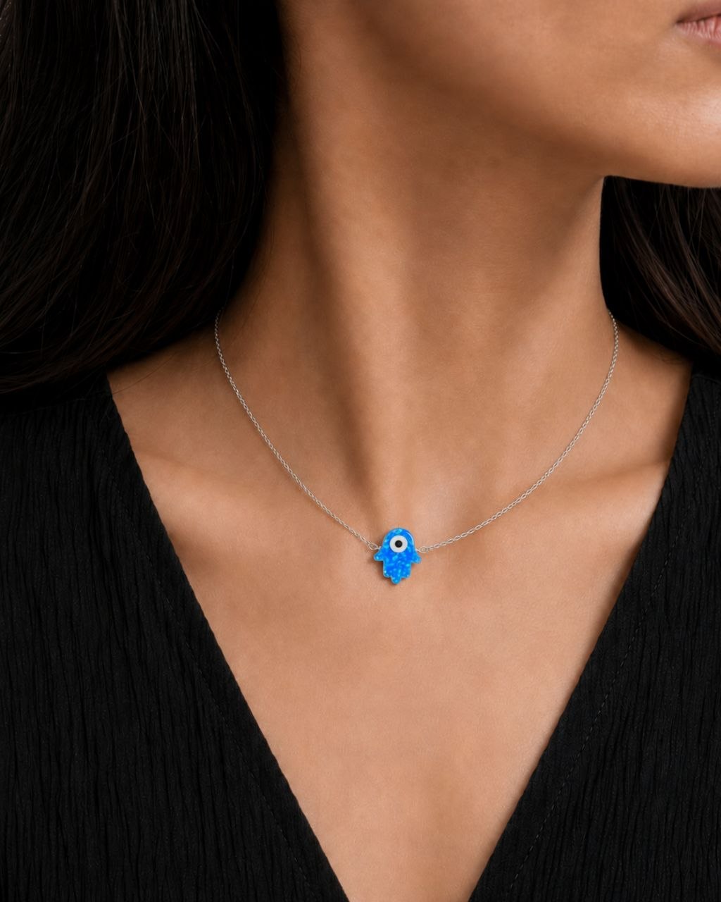 Classic Blue Hamsa Necklace