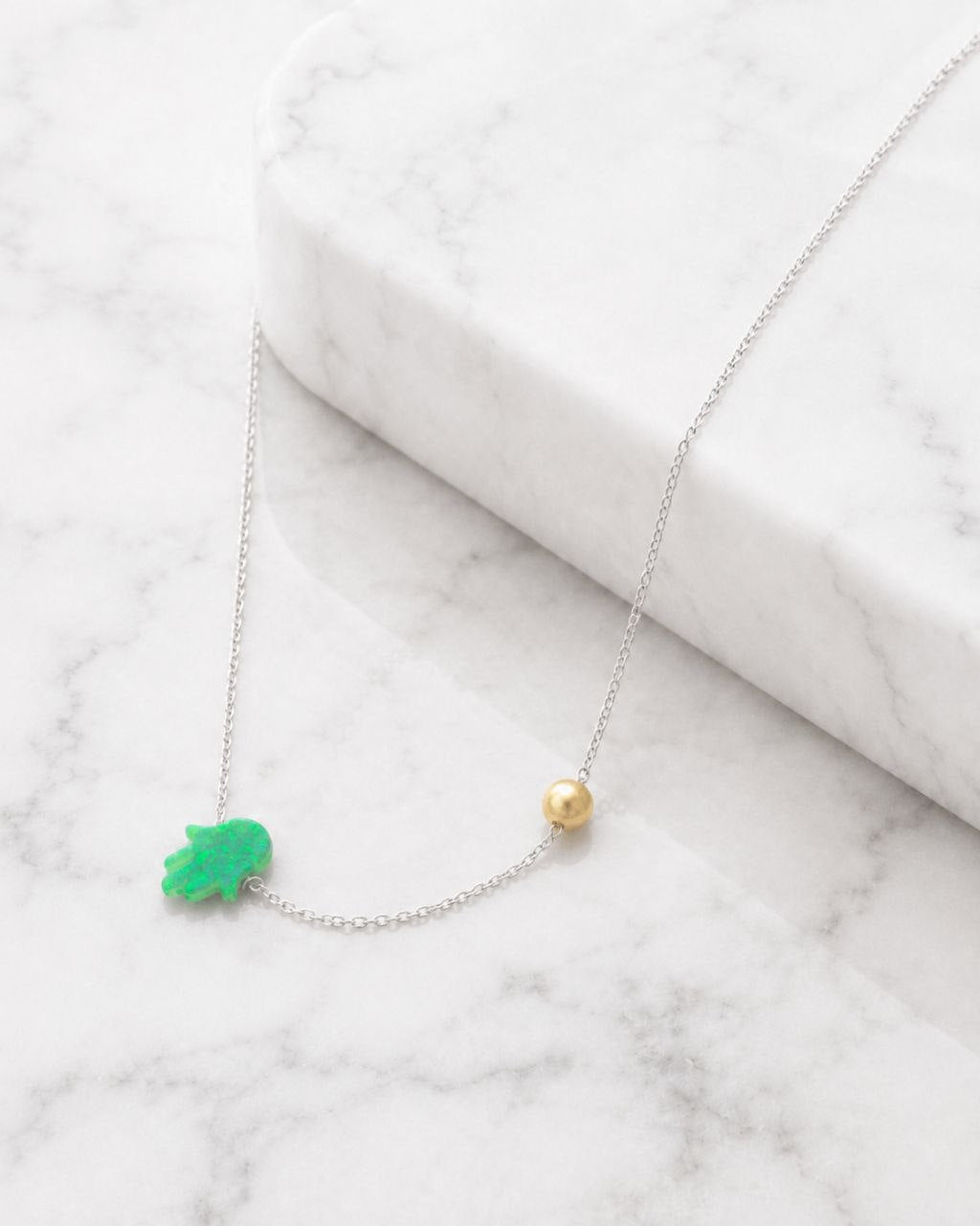 Emerald Hamsa Necklace